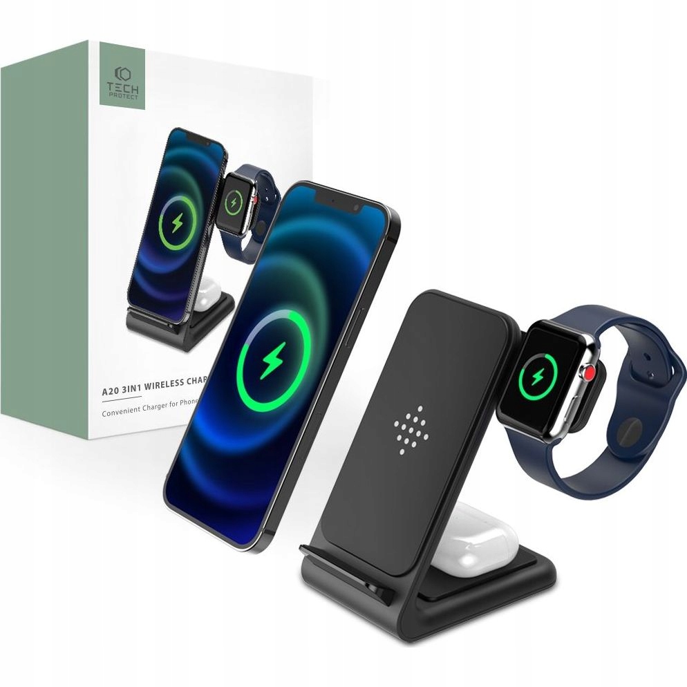 

Ładowarka Tech-Protect indukcyjna 3w1, Qi, A20
