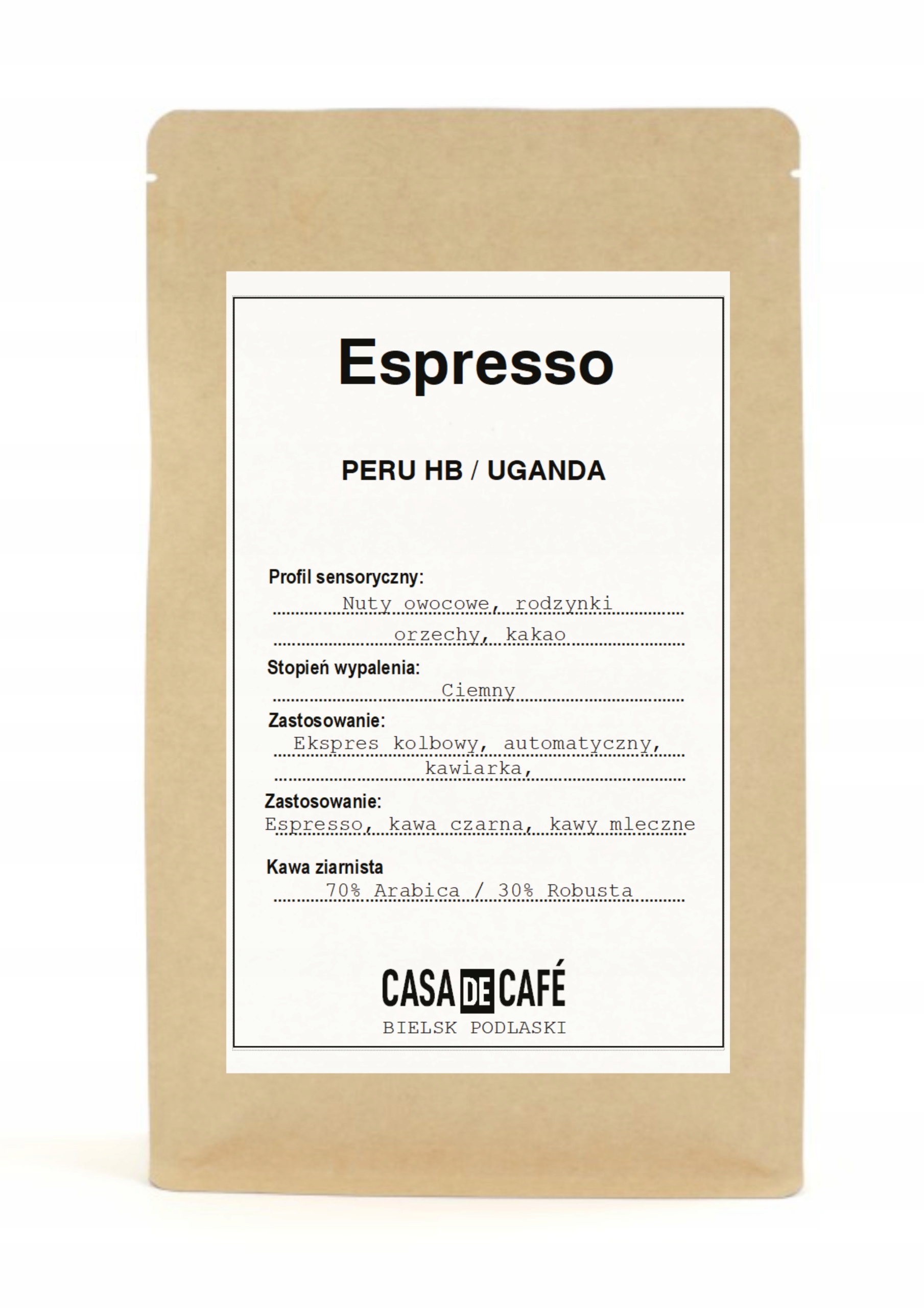 Káva zrnková Čerstvě pražená 1 kg Espresso Peru Hb Uganda Arabica Robusta
