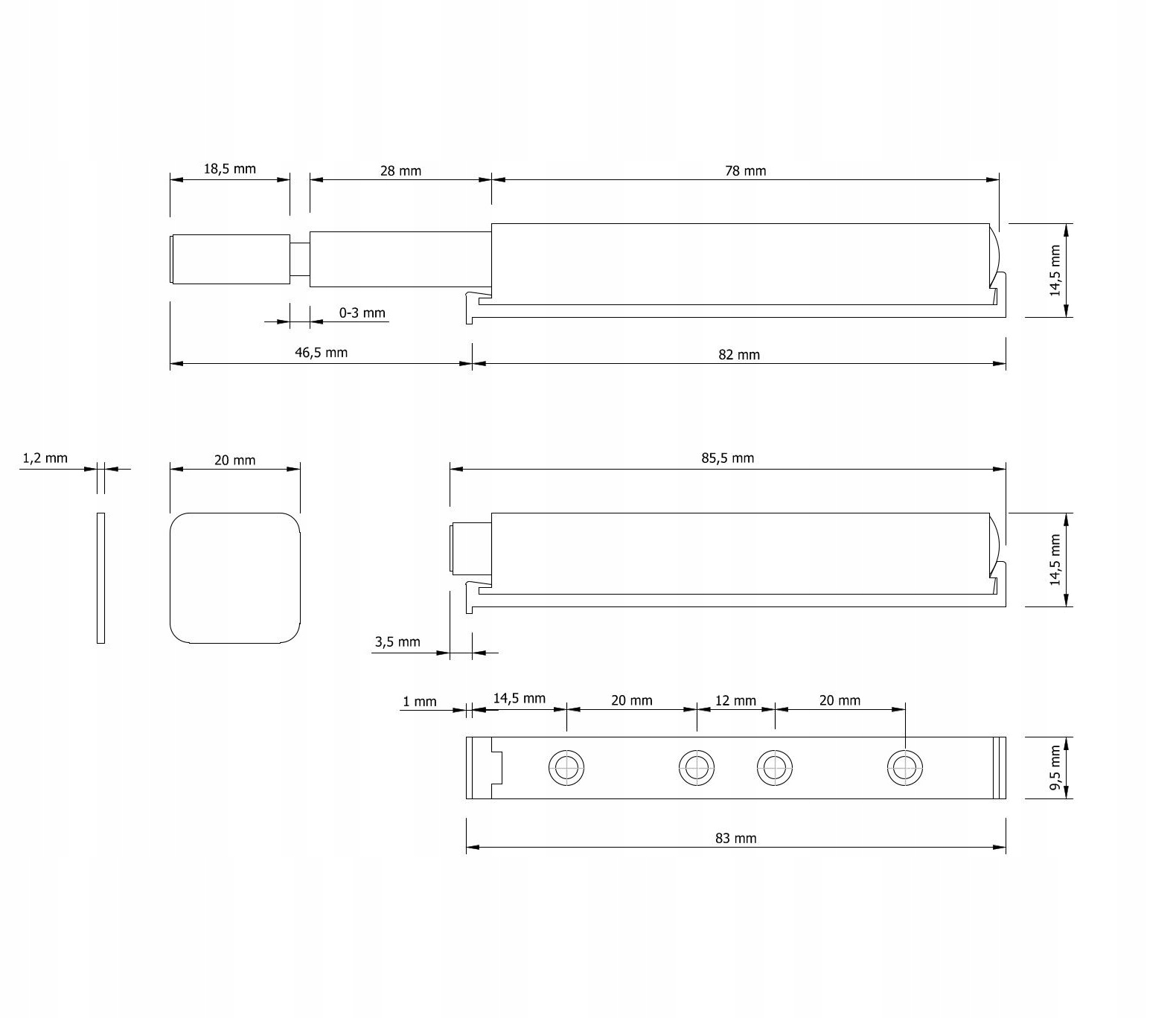 Odbojnik magnetyczny, push to open, szary EAN (GTIN) 5904921000567