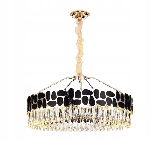 Lustr Krystalová Lampa stropní černá závěsná glamour do obývacího pokoje