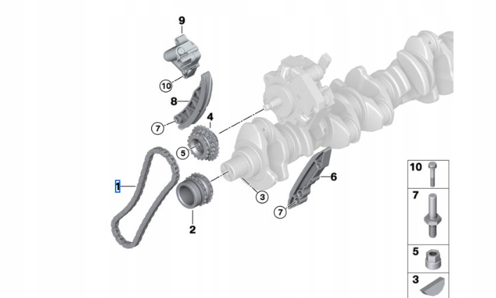 BWW łańcuch rozrządu dolny M57 Numer katalogowy części 13528506969