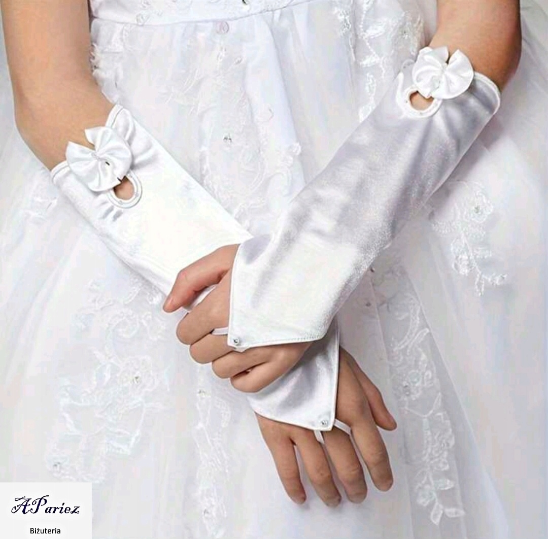 Do0031 Rękawiczki ślubne dekoracyjne kokarda