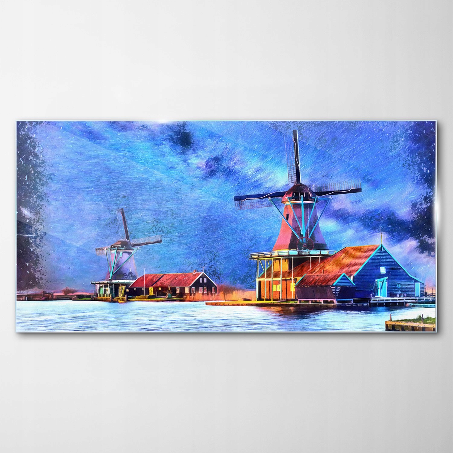 Obraz Sklenený dekor Mlyn Farma Voda Nebo 120x60