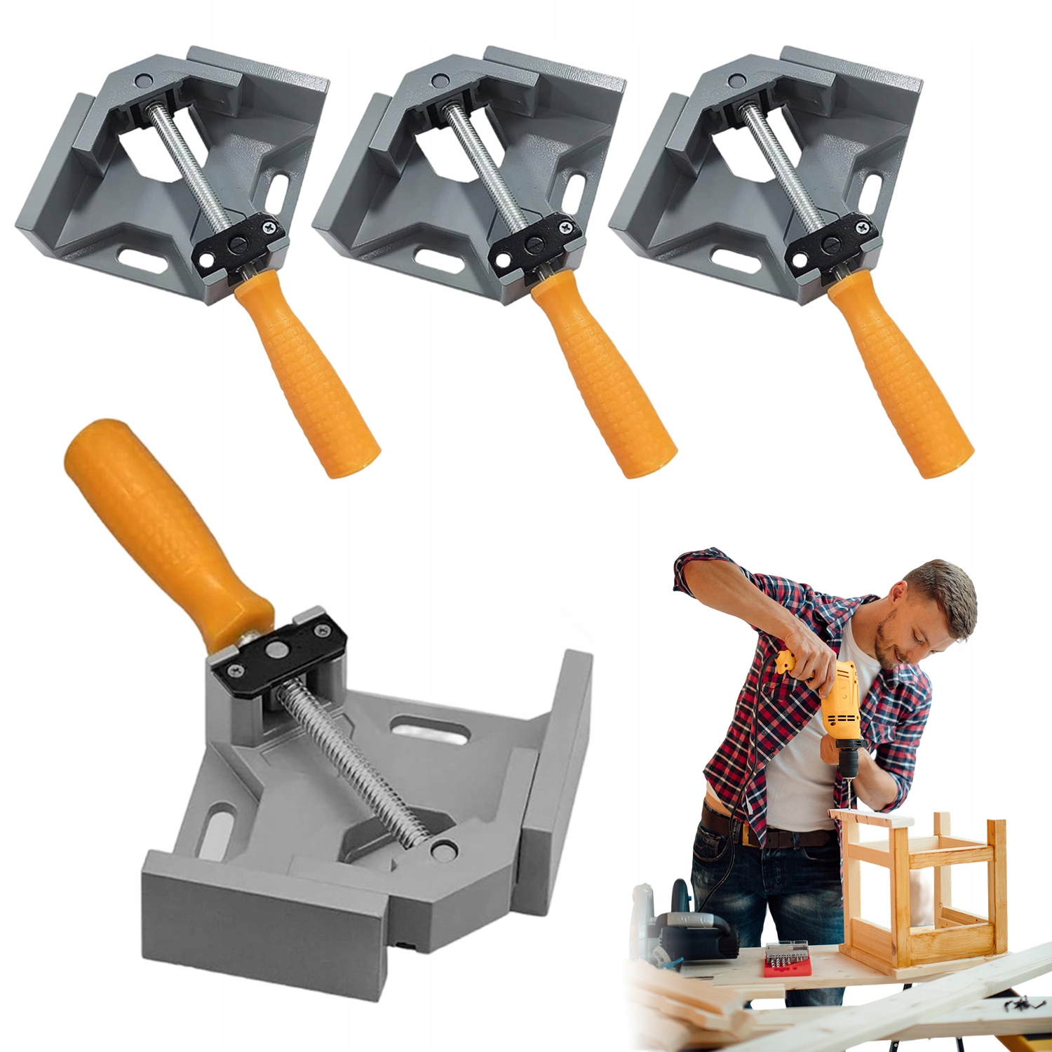 Sada 4 Odolných Hliníkových Úhlových Svorek Pro Montáž Nábytku