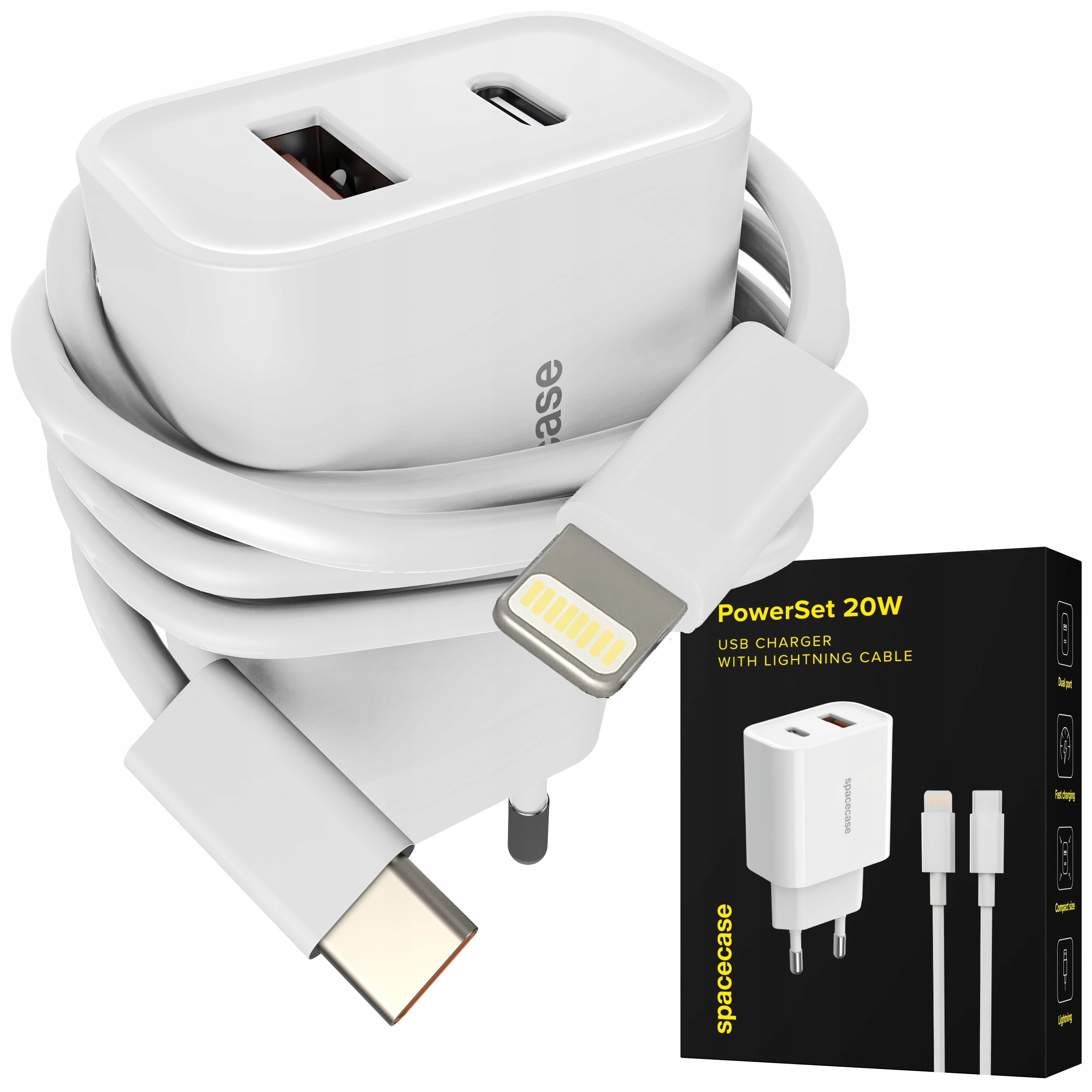 Zestaw Szybka Ładowarka Usb-c Usb Sieciowa 20W Kabel Lightning Do Iphone