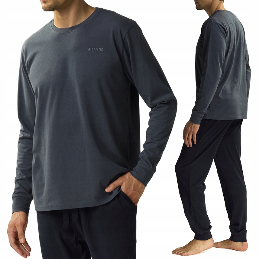 Pánské volné bavlněné pyžamo s dlouhým rukávem Atlantic NMP-372 M