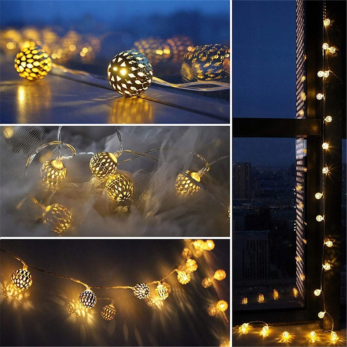 NLNEY Lampki Girlanda Solarna 7M Kule Zewnętrzne Wodoodporne 50LED 8 Trybów — miniatura 4