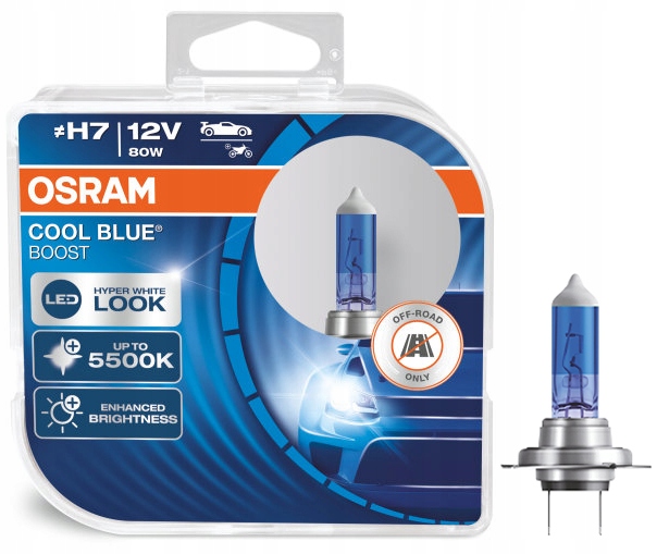 

Żarówki Osram Cool Blue Boost H7 12V 80W 5000K Duo