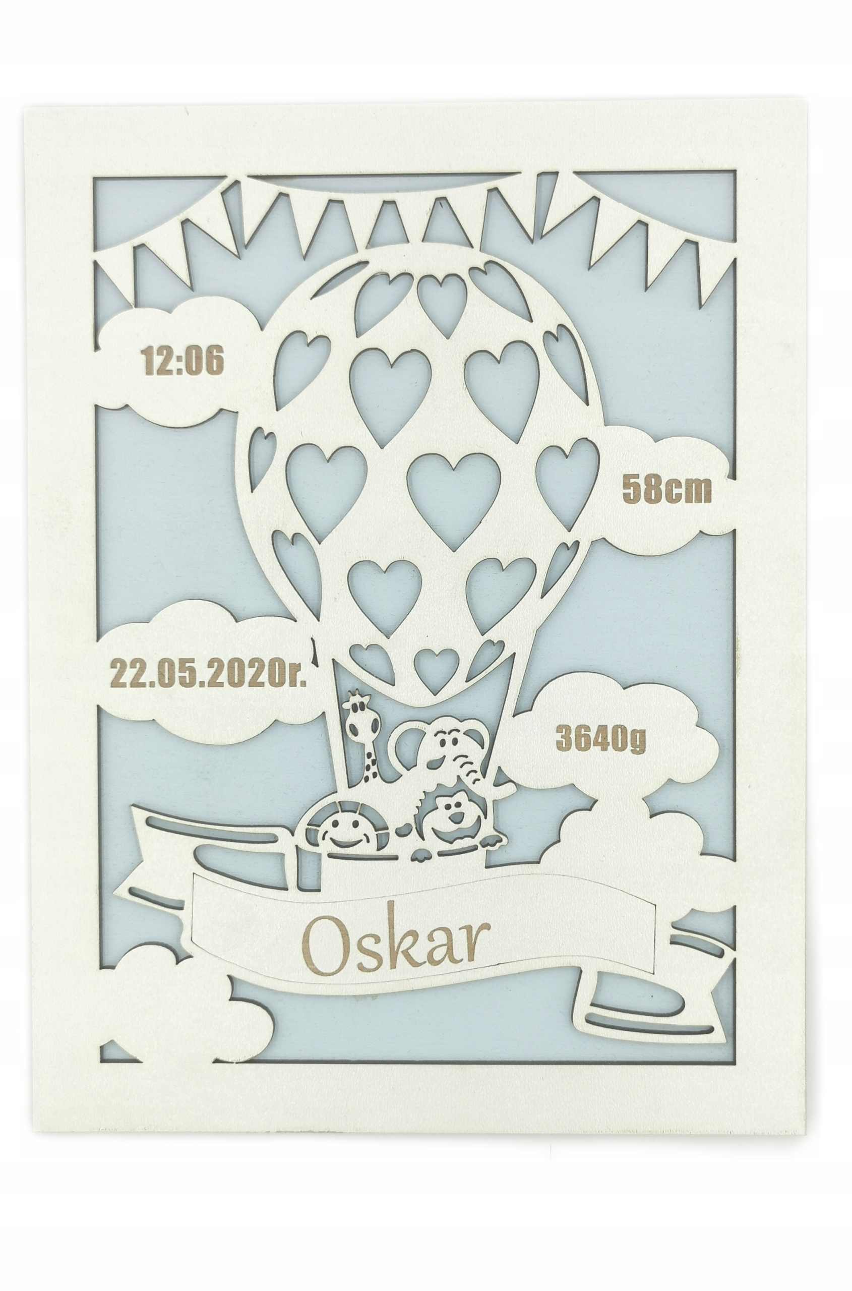 

Metryczka Ramka na zdjęcie upominek sklejk