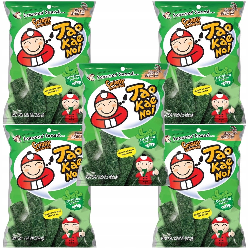 Levně 5 x Křupavé řasy Řasy Nori Příchuť Original 32g Taokaenoi