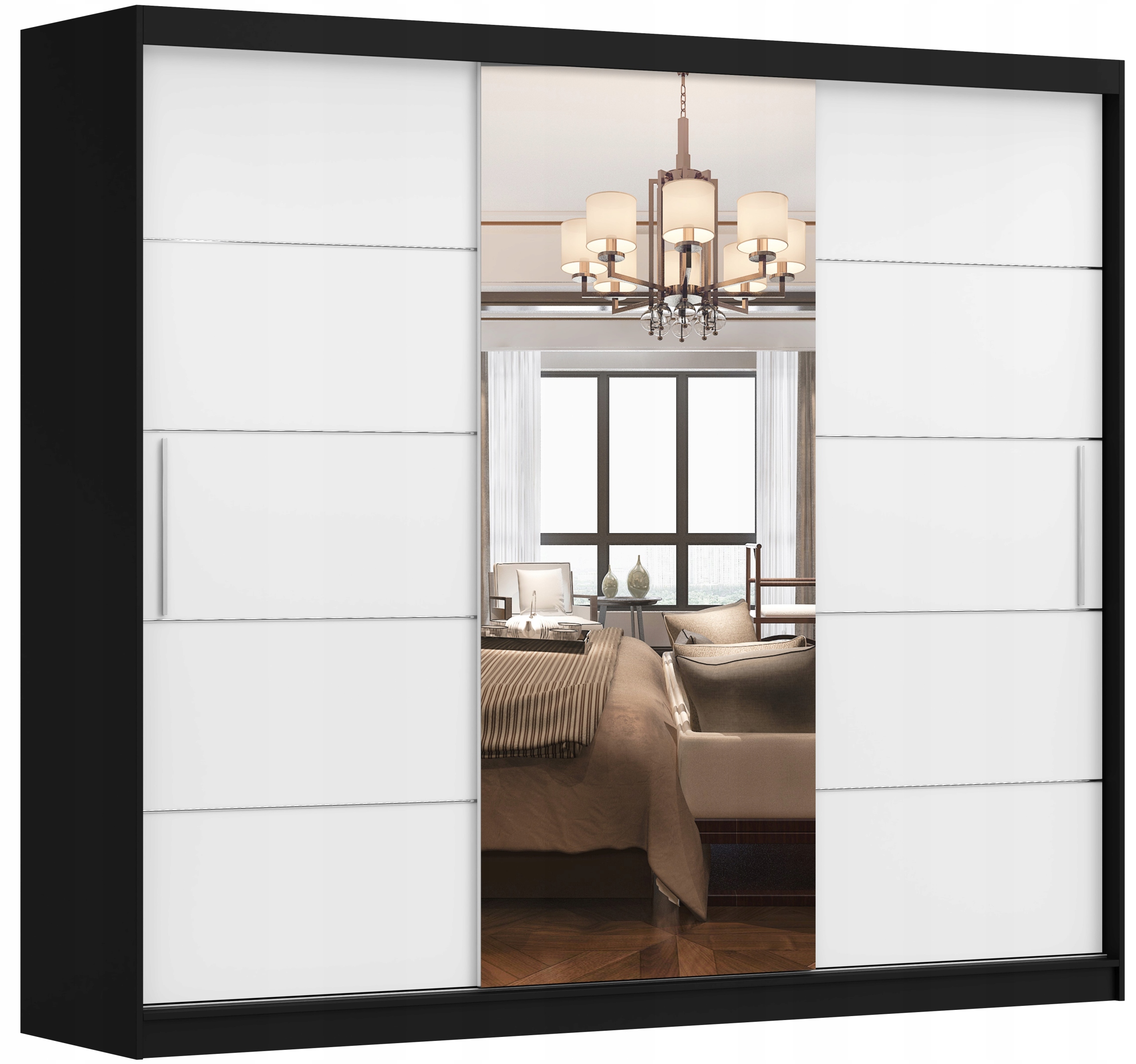 POJEMNA SZAFA PRZESUWNA 3 DRZWIOWA ALBA 250 LUSTRO Typ drzwi Przesuwne