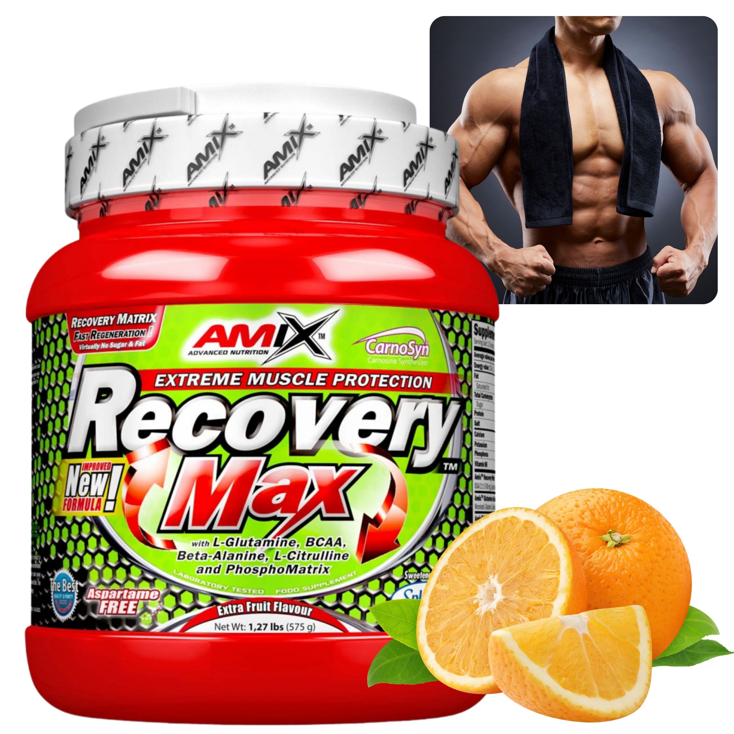 Amix Recovery Max Potréninková Bcaa s glutaminem Citrulin Pomeranč 575 g