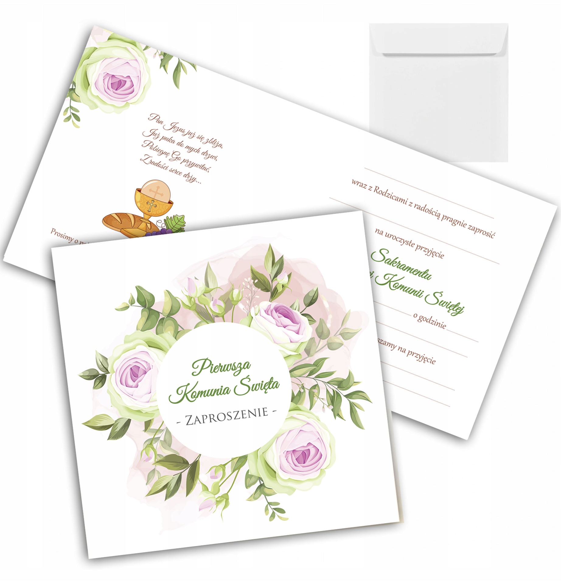 Zaproszenia na Komunię Świętą komunijne IHS 10 szt
