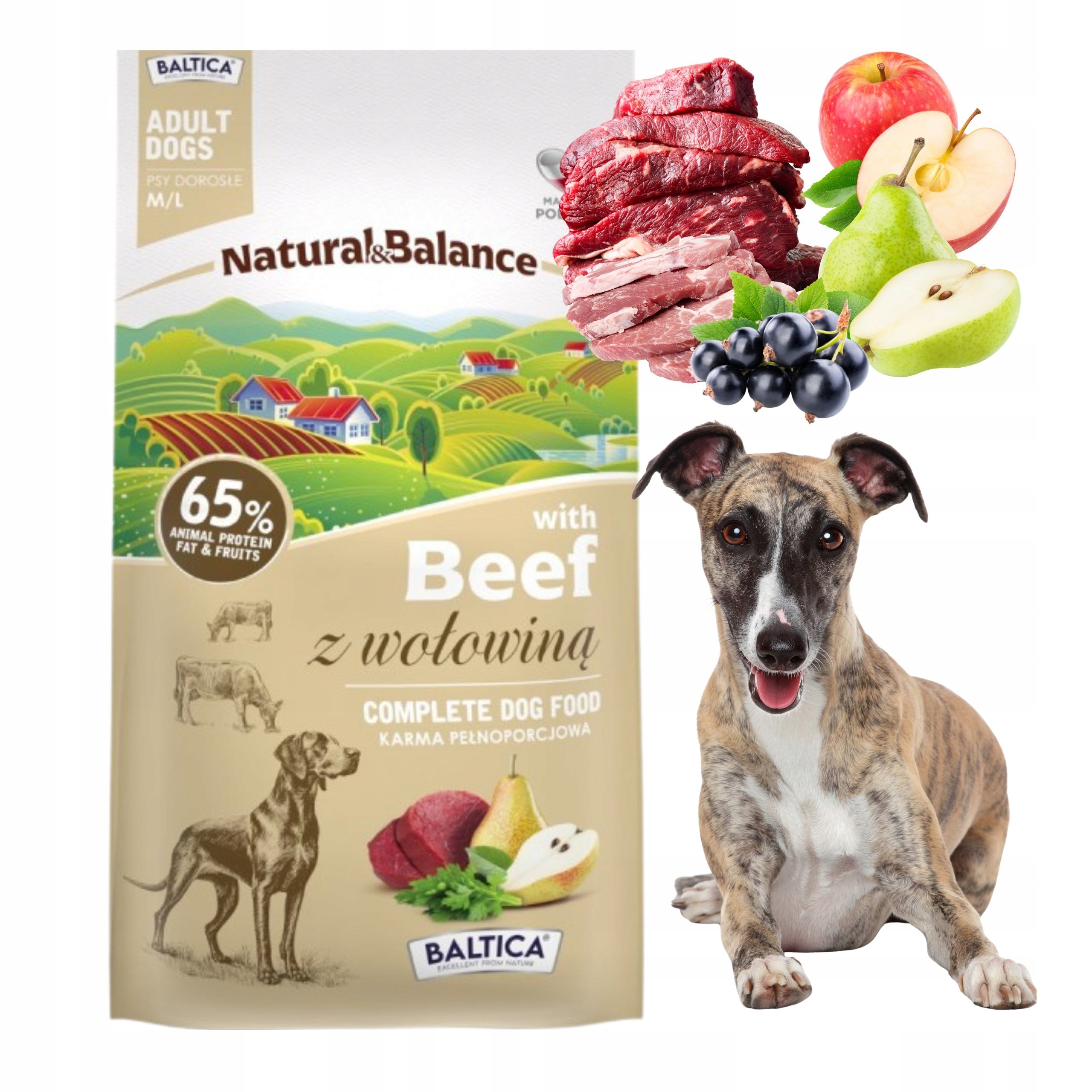 Levně Baltica krmivo pro vybíravé psy Natural&balance Hovězí Maso S Ovocem 3kg