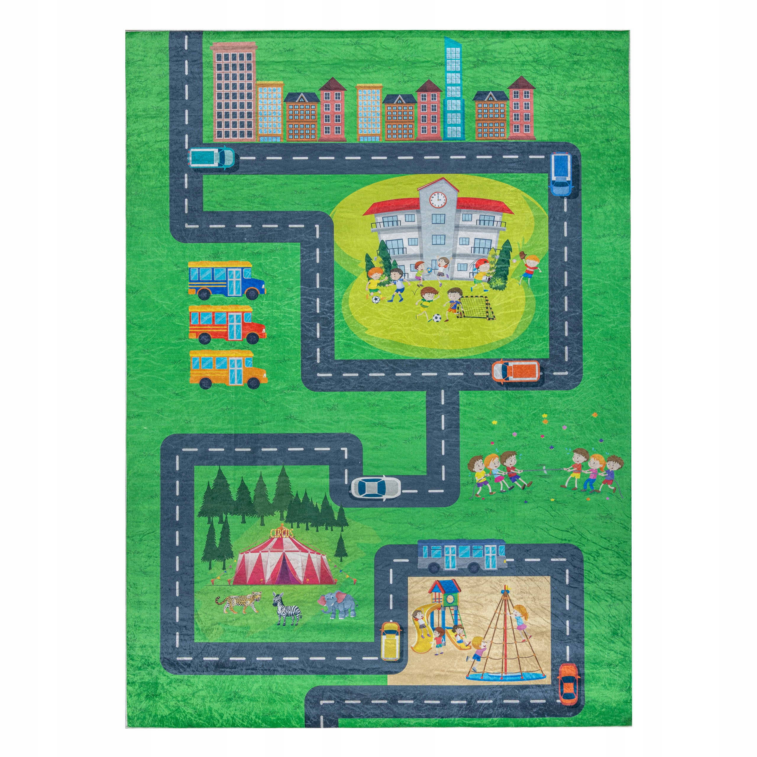 Dywan Bambino antypoślizgowy 160x220 cm Dla Dzieci Las Uliczki Do Prania