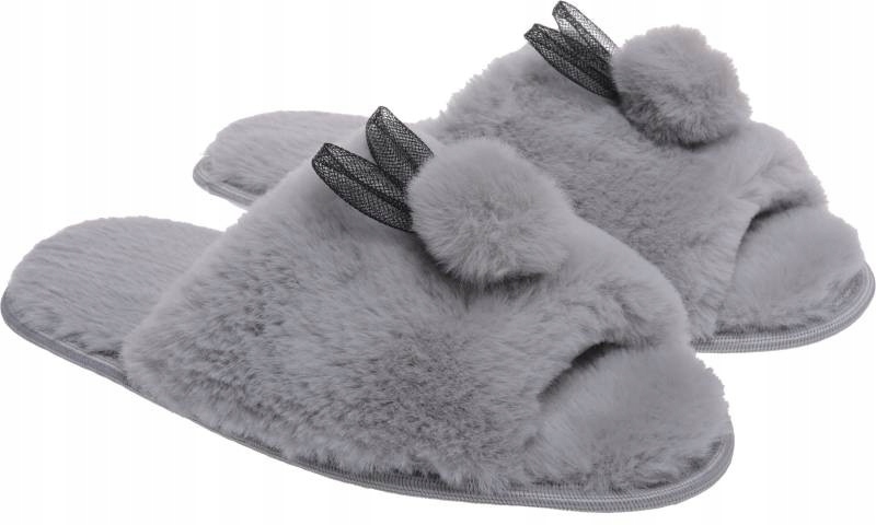 

Kapcie Pantofle Damskie Pompon I Uszy popiel 38