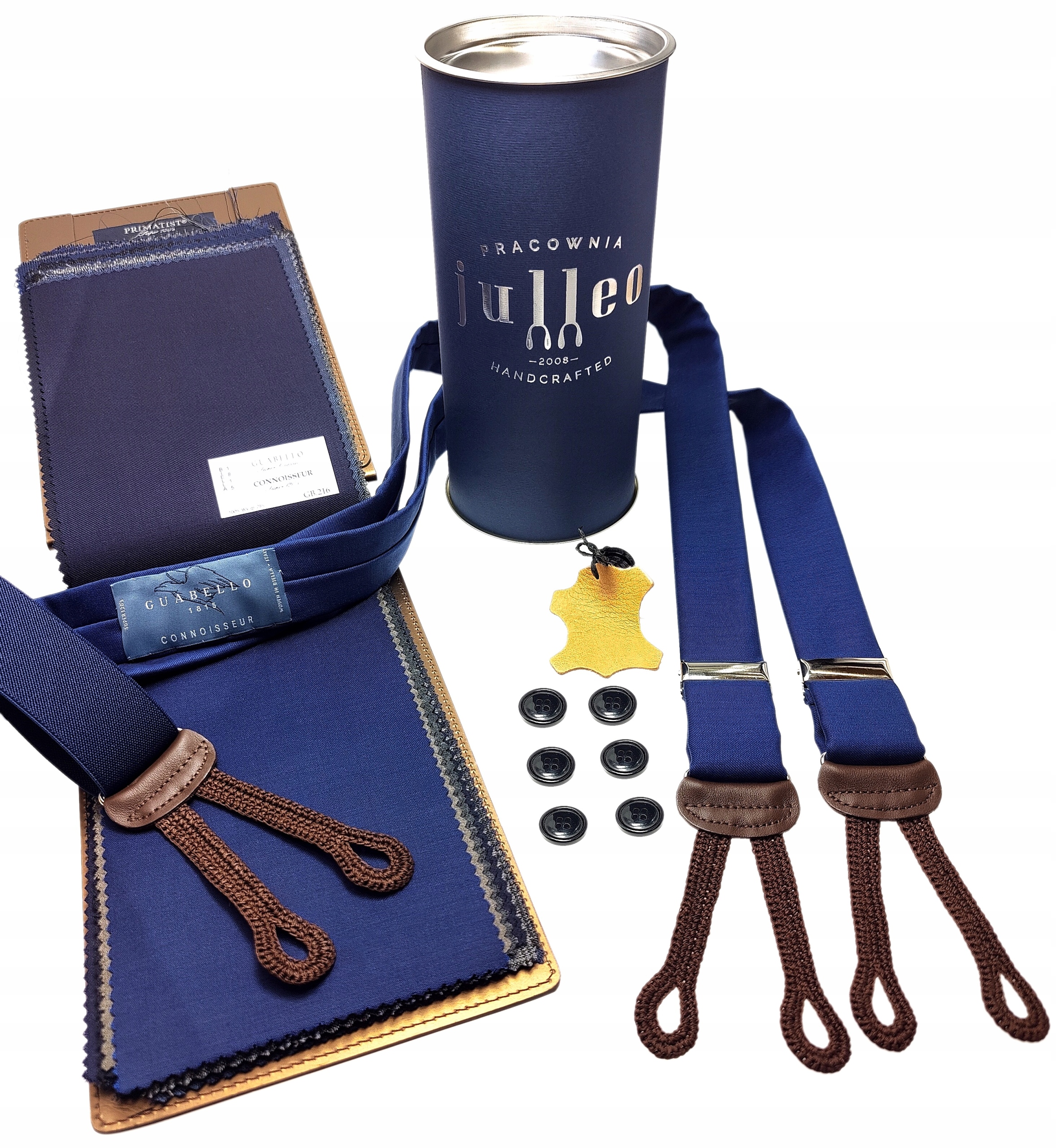 SZELKI DO SPODNI JASNY GRANAT NA GUZIKI WEŁNA 100% Kolor niebieski