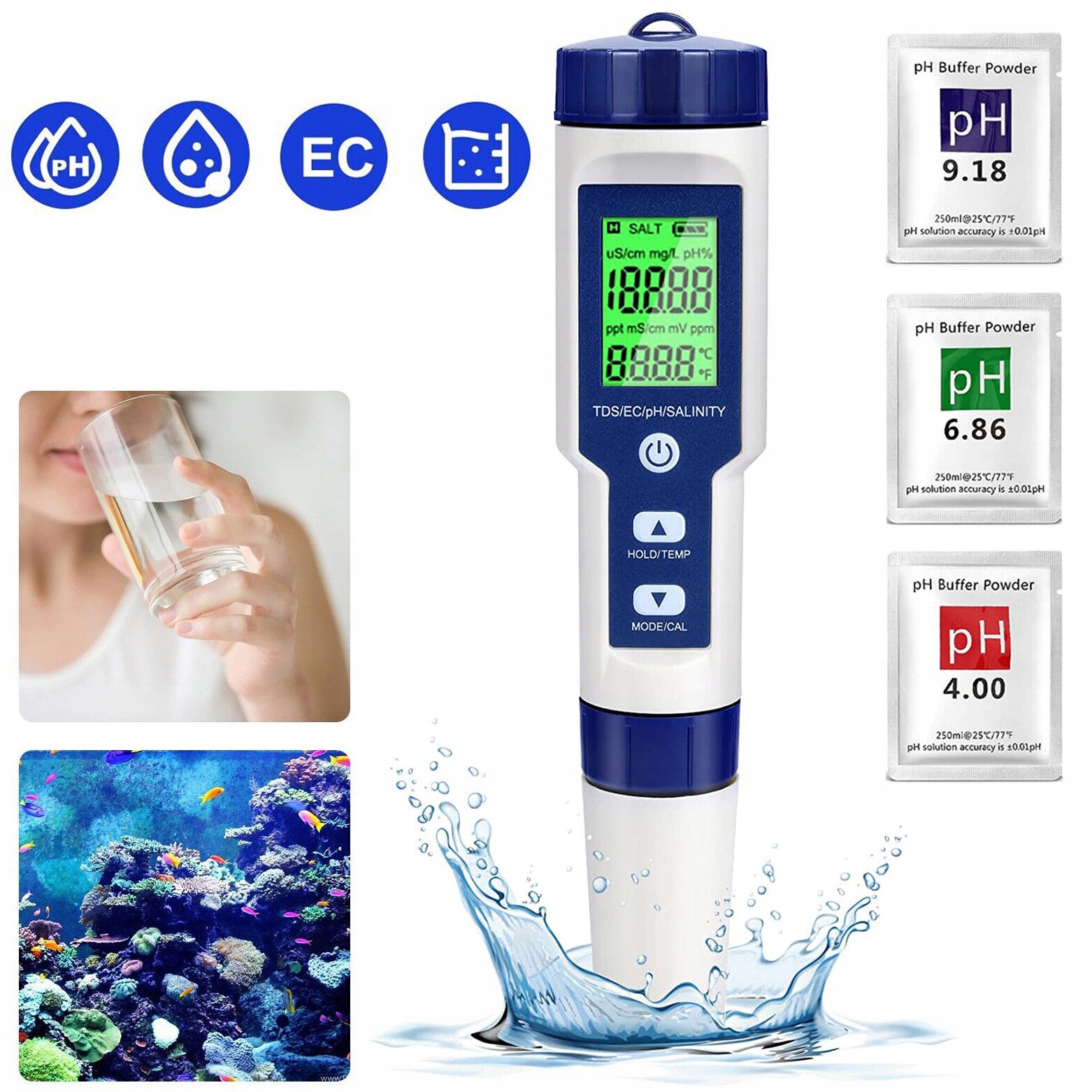 Tester kvality vody, Přesný digitální vodoměr, Teplota vody