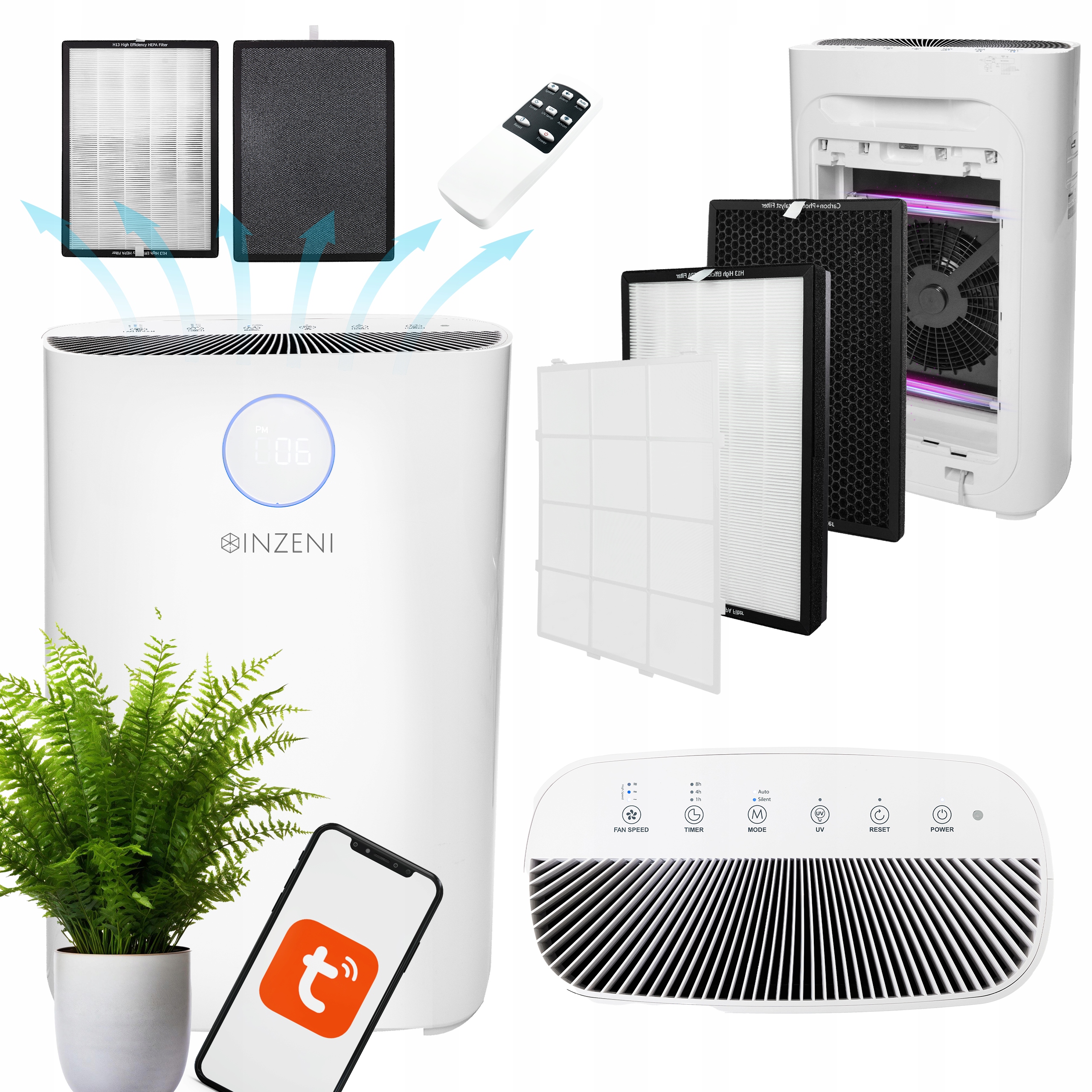 Čistička vzduchu Inzeni AP6006 480m3 ionizace, Uv lampa, WiFi Výkonná!