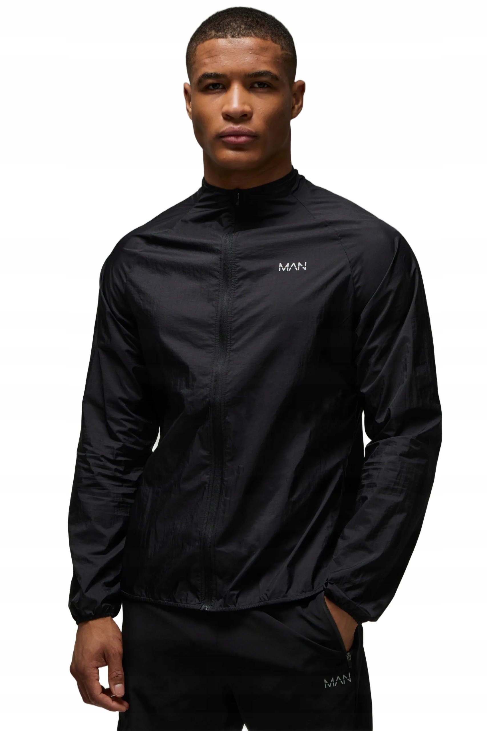 Boohooman Černá Pánská Větrovka Se Zipem A Logem Xs Z3A