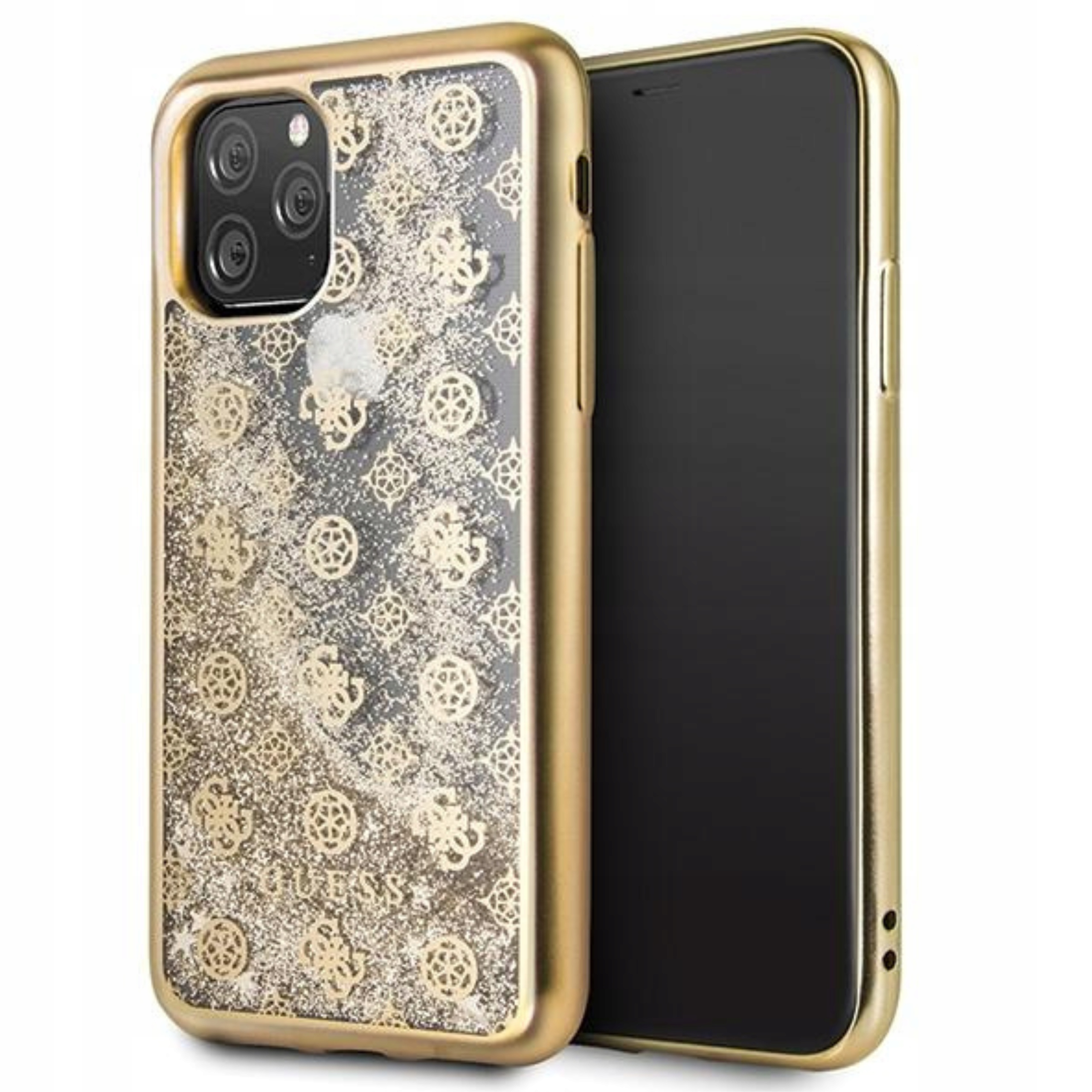 Oryginalne Etui Plecki Nakładka Guess do Apple iPhone 11 złoty brokat