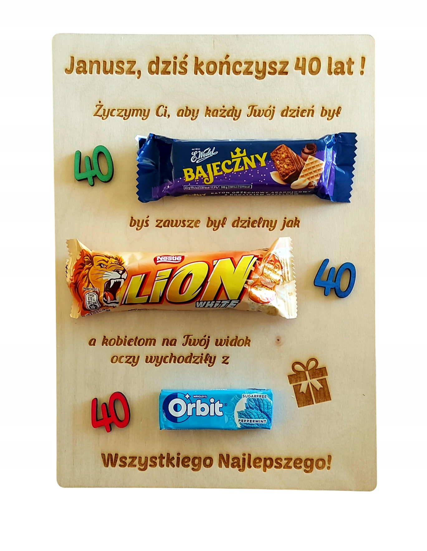 

Ramka ze słodyczami na 30 40 50 urodziny upominek
