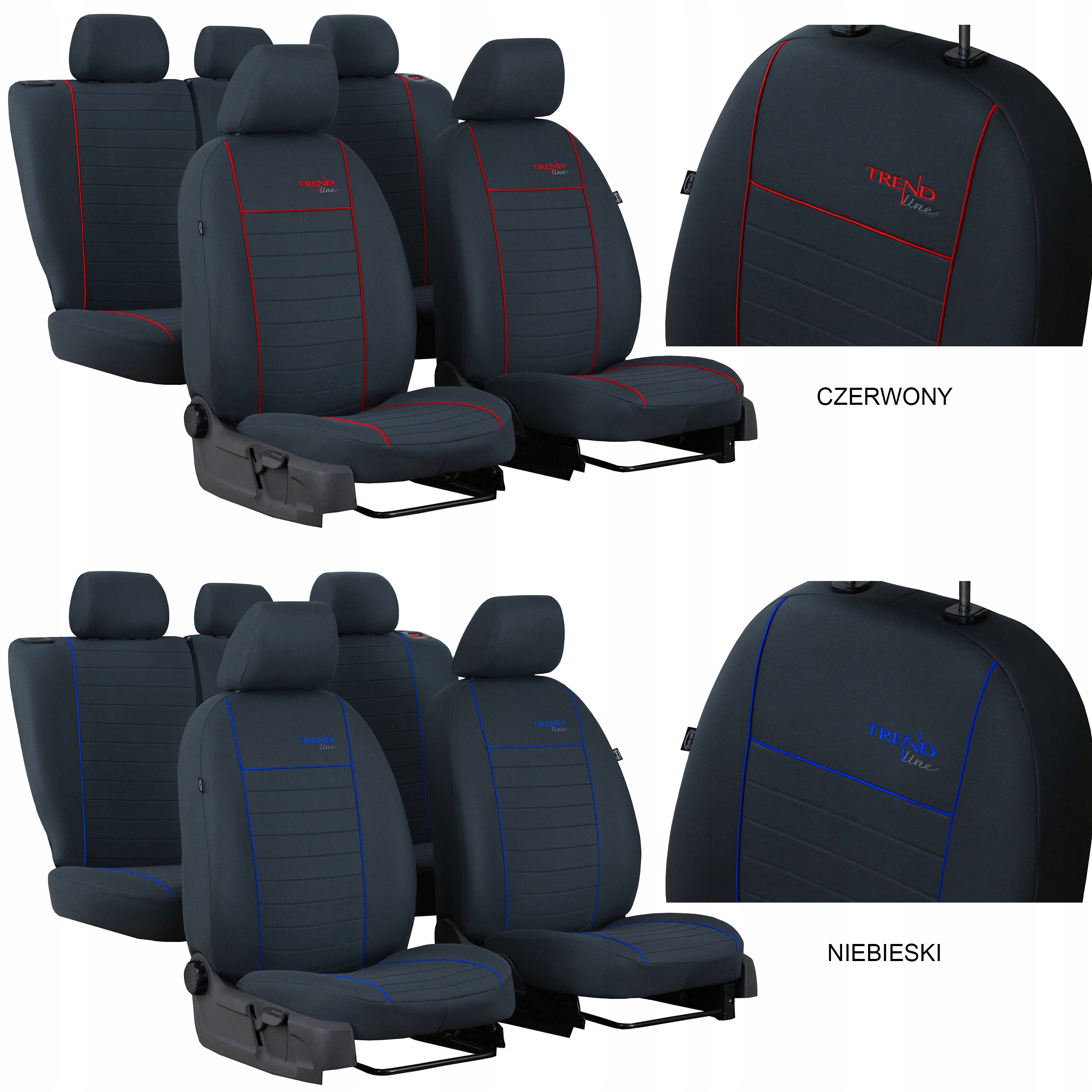 POKROWCE SAMOCHODOWE MIAROWE DO PEUGEOT PARTNER 1 Kolor obszycia bordowy czarny czerwony niebieski szary zielony żółty