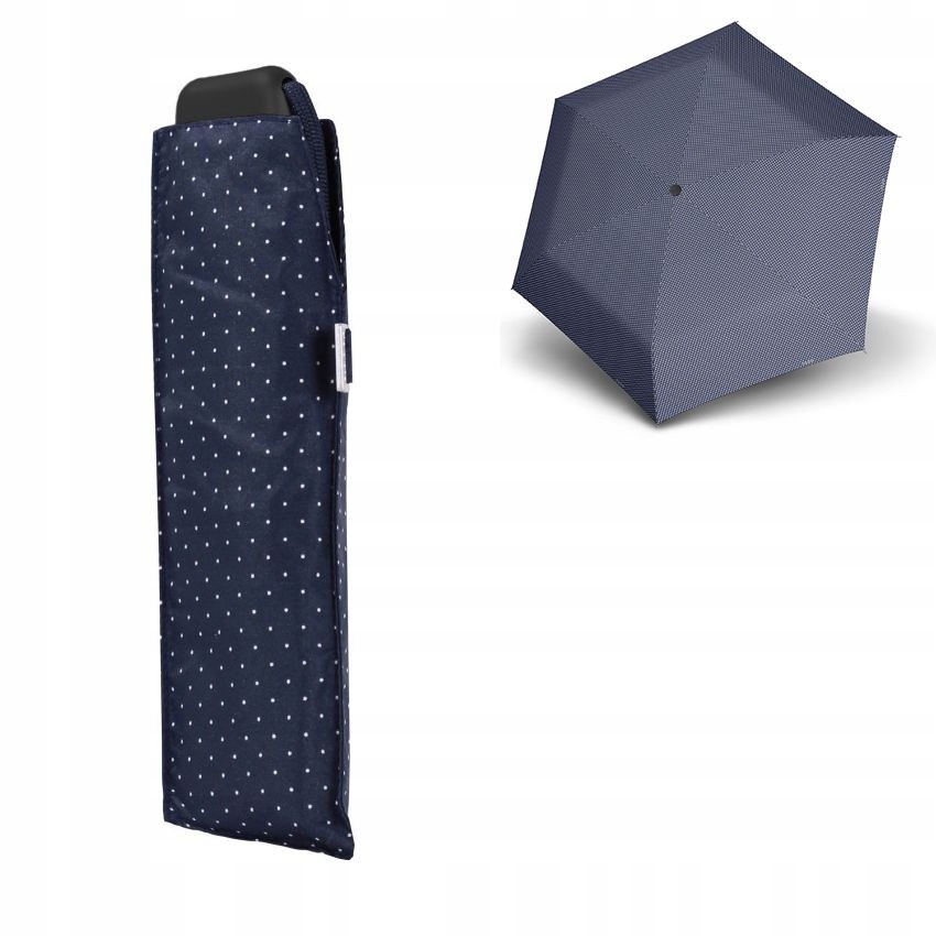 Deštník Doppler Carbonsteel Mini Slim Chic lehký a plochý s puntíky