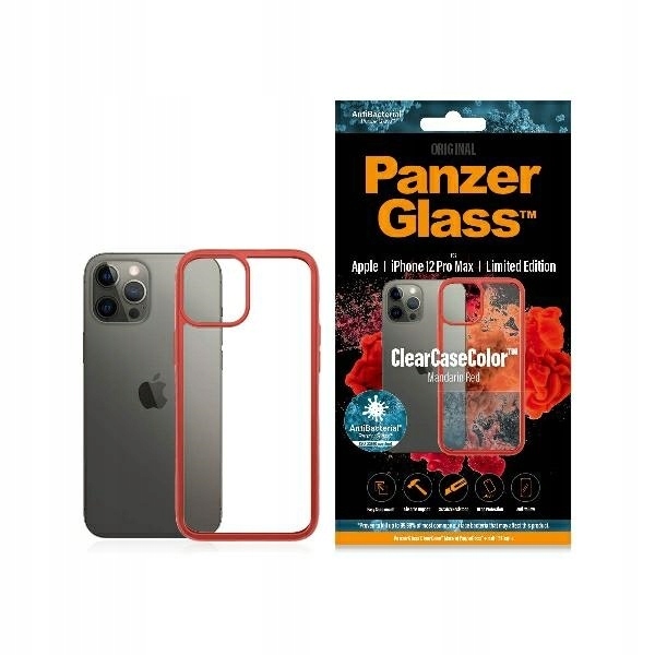 Pouzdro PanzerGlass ClearCase pro iPhone 12 Pro Max v barvě mandarínkově červené Ab