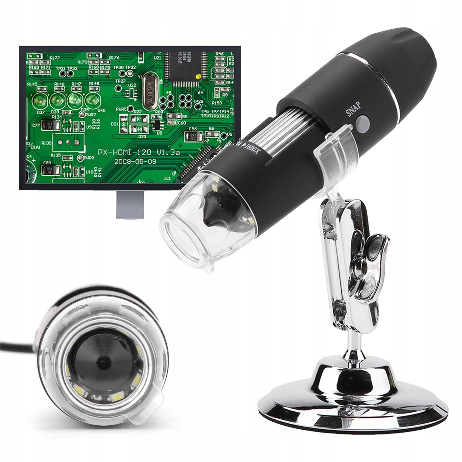 Mikroskop Cyfrowy Led Usb Przybliżenie 1600x 2MP Hd Duże Przybliżenie