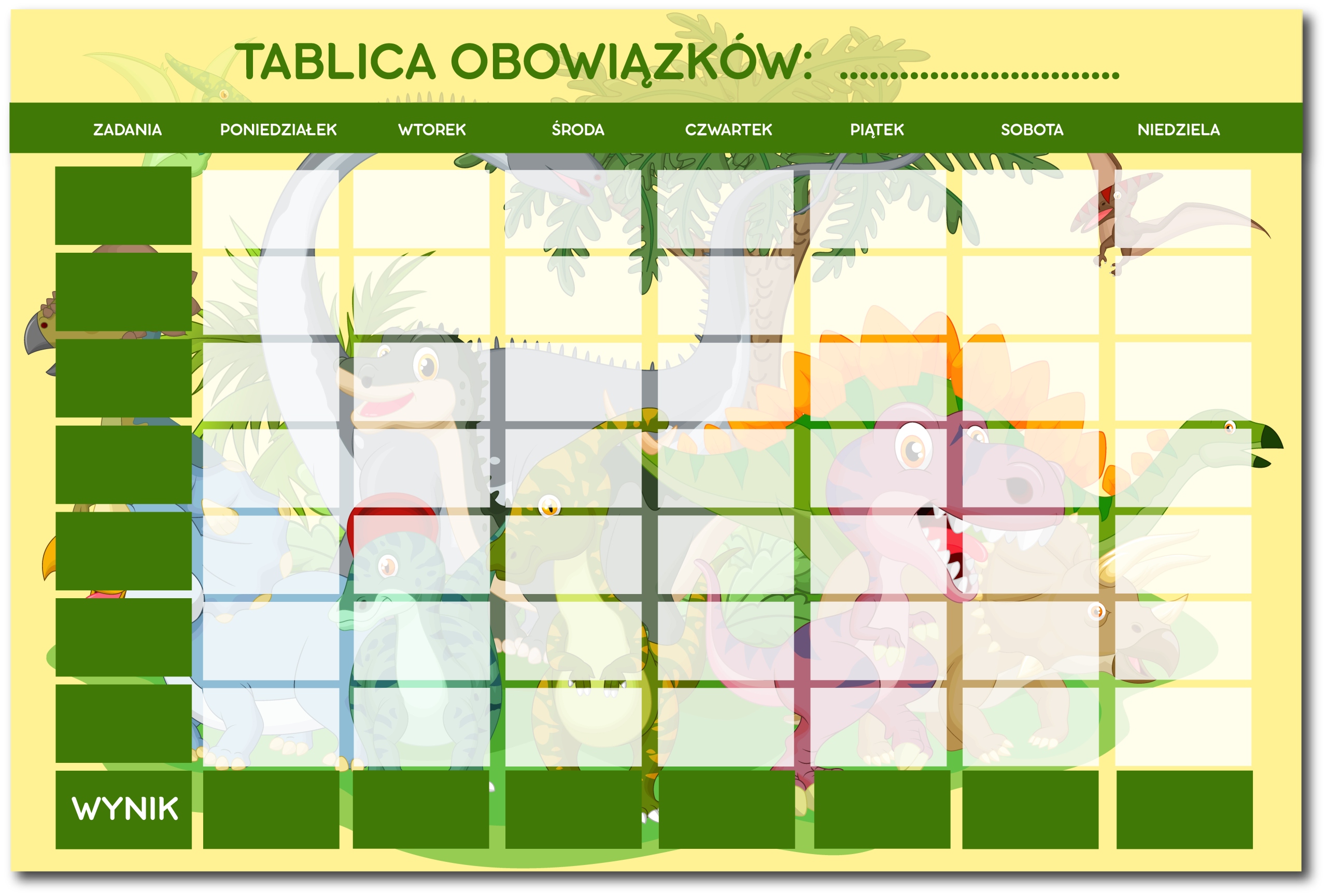 

Tablica magnetyczna, tablica obowiązków Dinozaury
