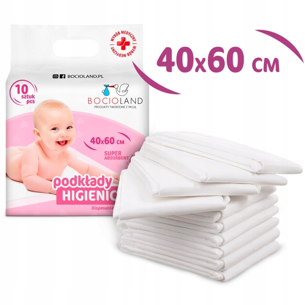 BOCIOLAND PODKŁADY OCHRONNE NA PRZEWIJAK 40x60 x50 Stan opakowania oryginalne