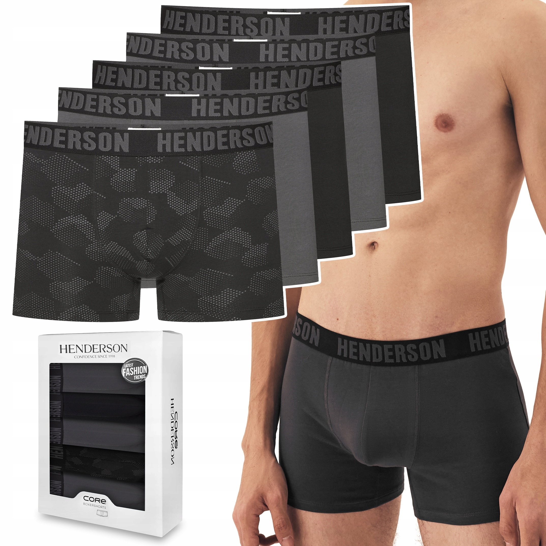 Henderson 43171 Soul pánské dlouhé bavlněné boxerky 5-PAK XL