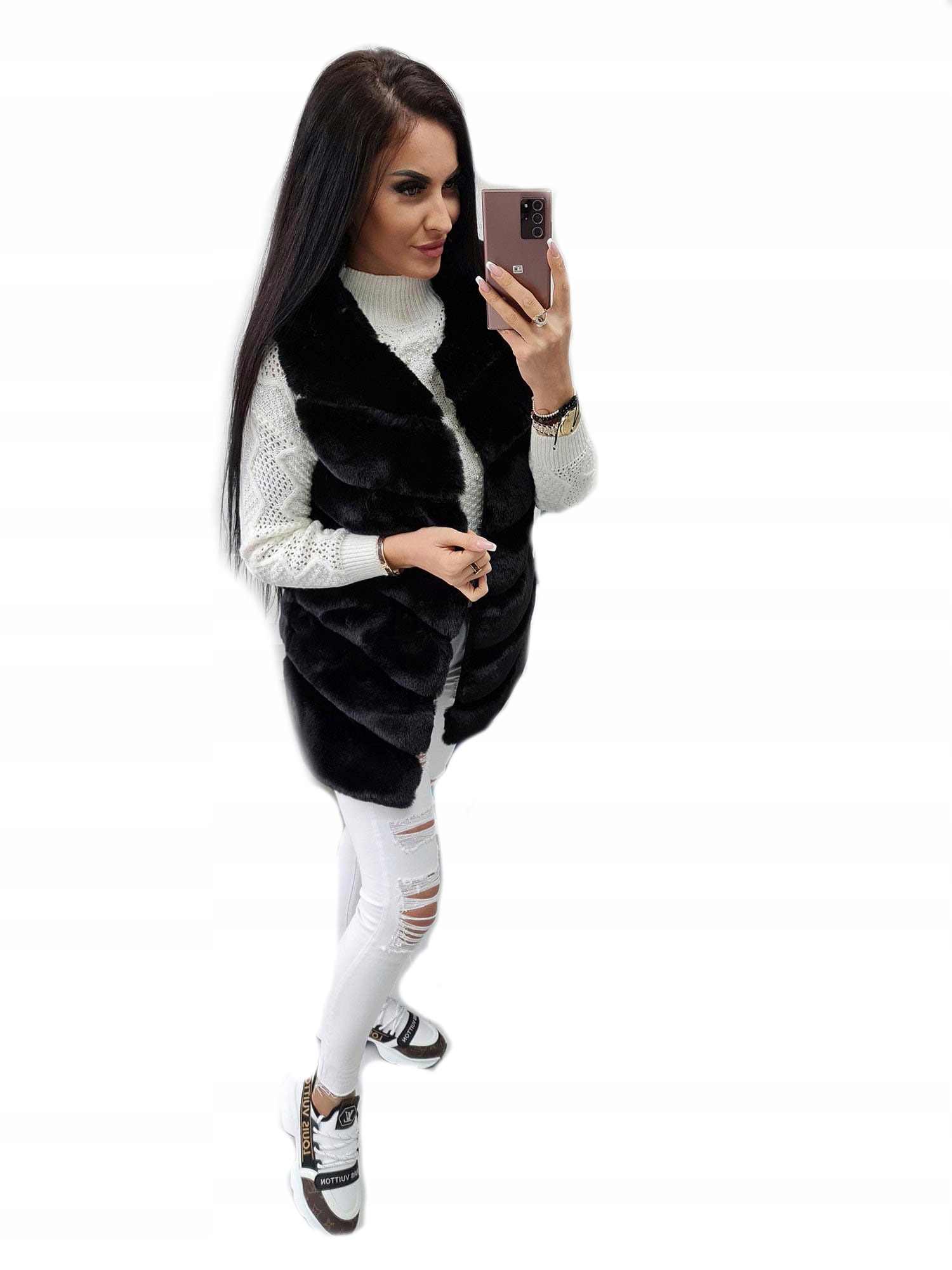 Kožešinová Vesta Tress Černá