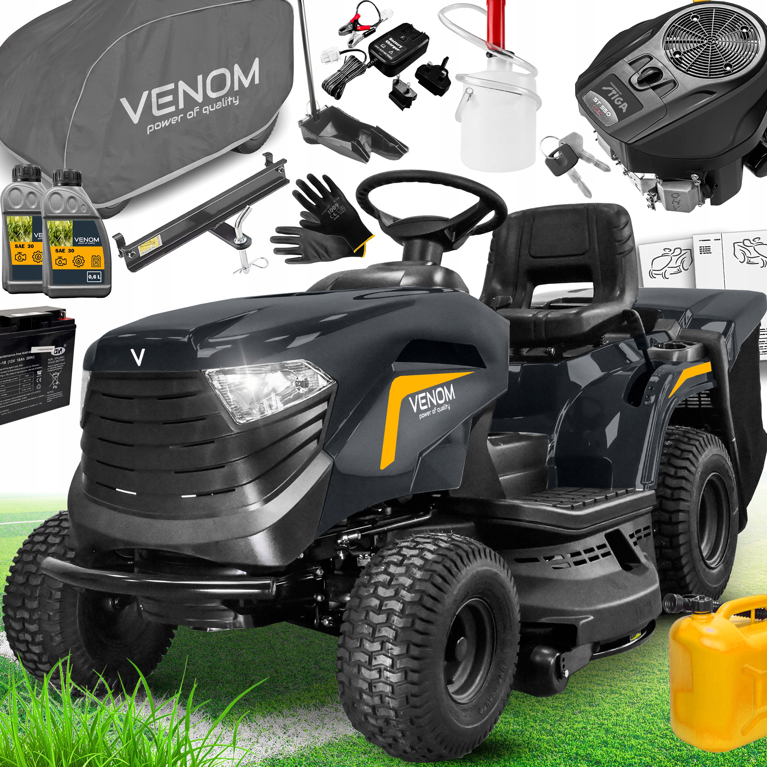 Zahradní Traktor Venom By Stiga 586cc 98cm Sekačka 2 válce Koš 240L