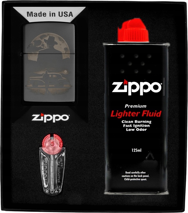Sada Zippo Zapalovač Vintage Car And Man Design Dárkový No1