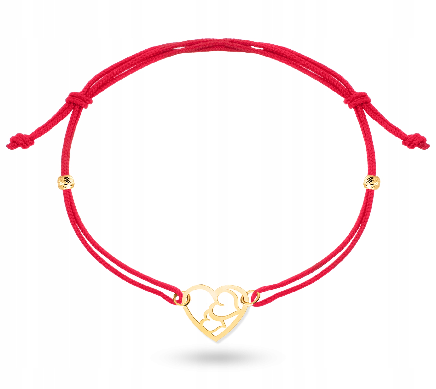 

Złota Bransoletka Sznurek Kulki Serce 585