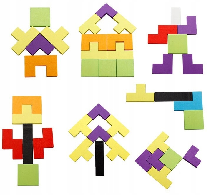 DREWNIANE KLOCKI TETRIS UKŁADANKA MONTESORI MONTESSORI PUZZLE Płeć chłopcy dziewczynki