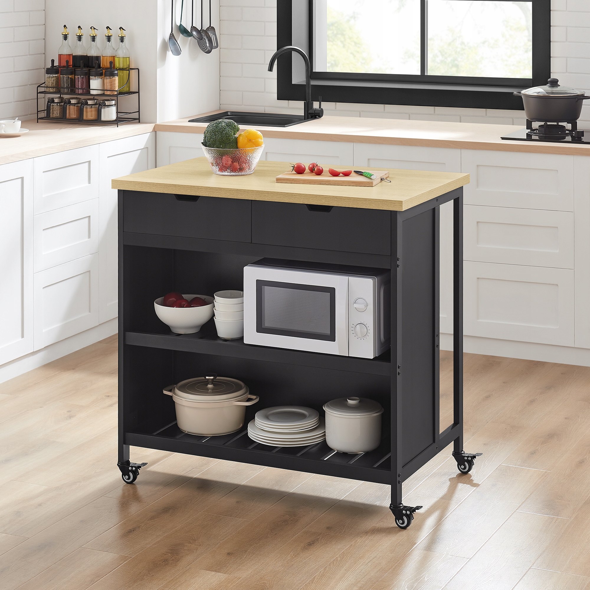 Wyspa kuchenna hokery zestaw dąb Homit Wysokość mebla 97 cm