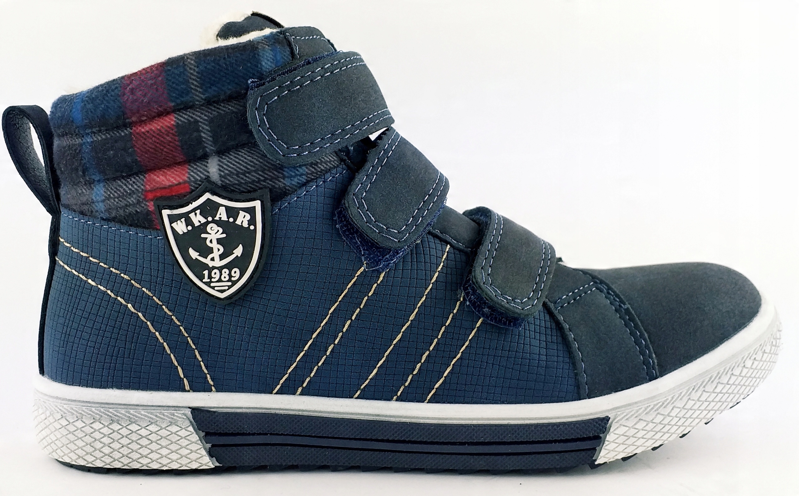 

American Club Buty Zimowe Trapery Rzep Granat 34