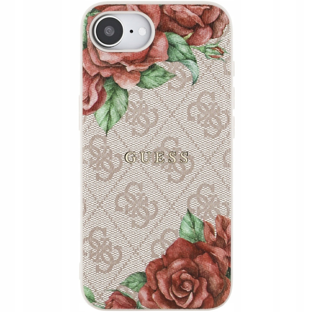 Pouzdro s květinami Guess pro iPhone 16e, MagSafe, pevný obal, kryt
