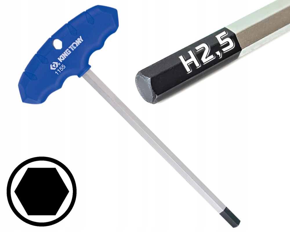 KING TONY KLUCZ SZTORCOWY Z RĄCZKĄ TYP T IMBUS HEX H 2,5 x 100 mm 115525MR