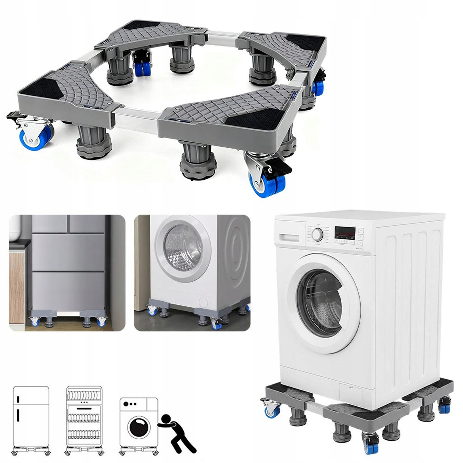 Základna Pod Pračku Lednička Antivibrační Nastavitelná Univerzální 42-66 cm