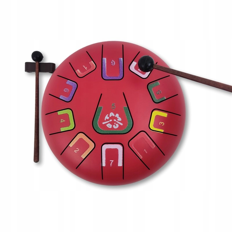 Tambu stalowy bębenek językowy - instrument muzyczny 11 tonowy - czerwony Kod producenta 000371