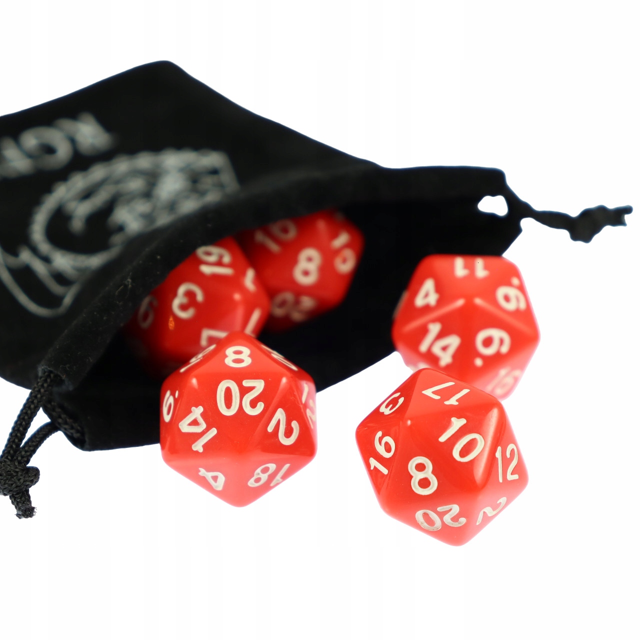 ZESTAW 10 KOSTEK K20 RPG CZERWONA KOŚĆ DWUDZIESTOŚCIENNA Liczba ścian 20