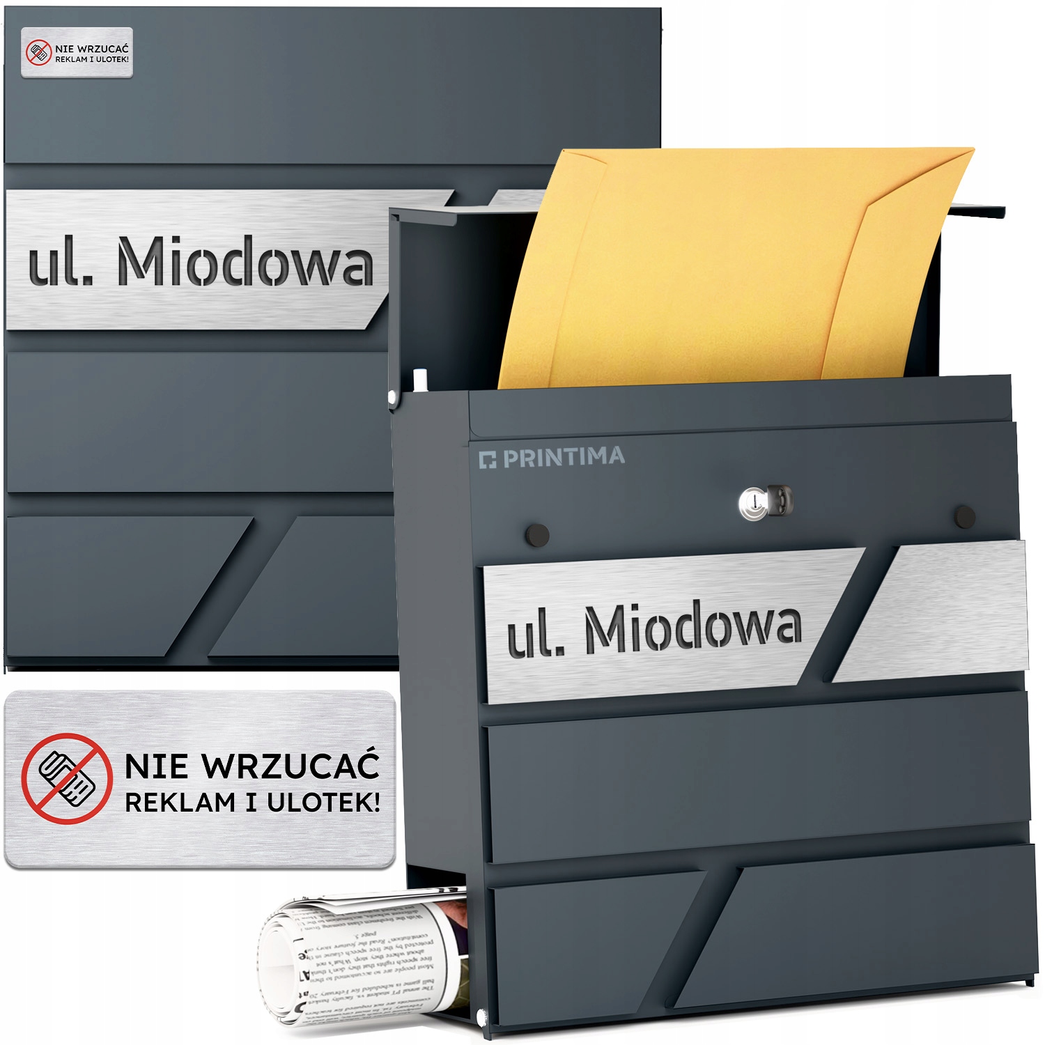 Velká Poštovní Schránka s číslem domu Antracit Vyřezané číslo domu