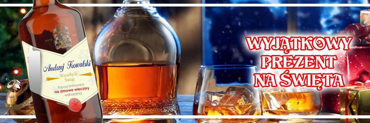 PREZENT NA ŚWIĘTA Etykieta personalizowana whisky Nazwa Etykiet Ballant. Świąteczna