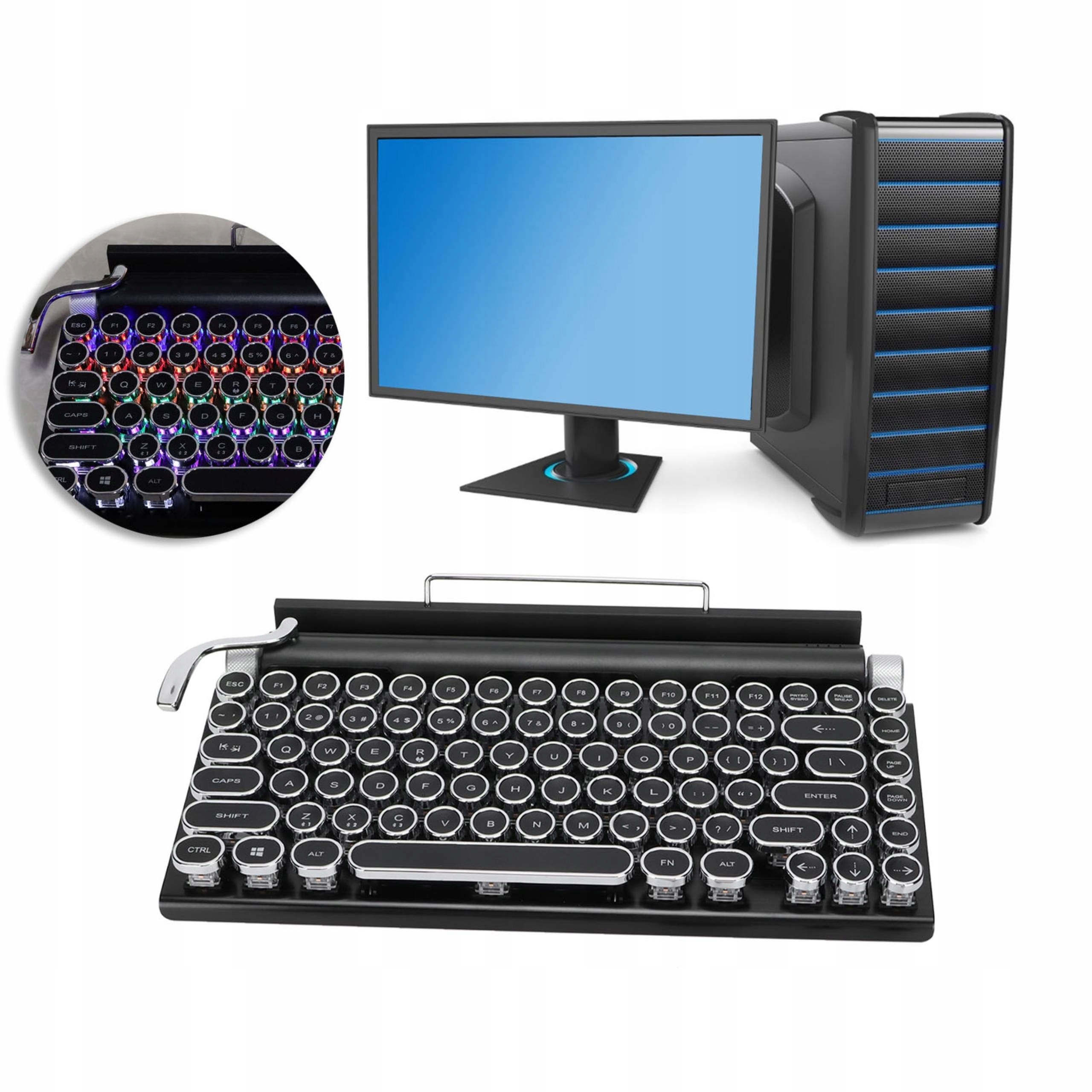 Retro Přenosná Bluetooth Klávesnice Pro Psaní, Černá