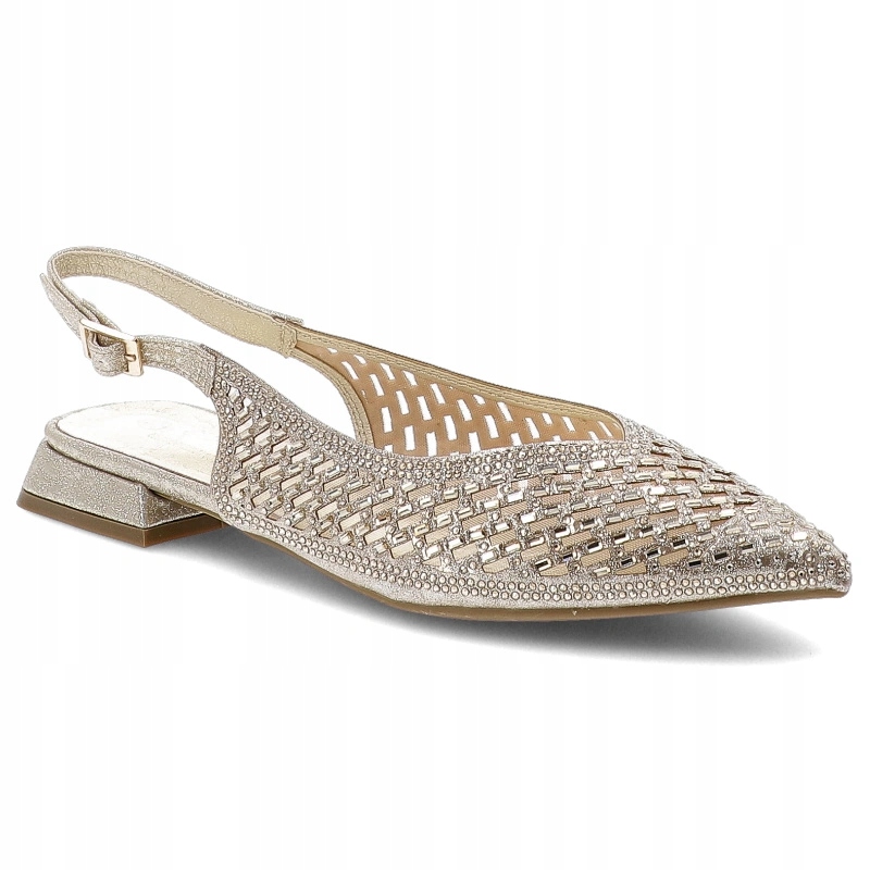 Dámské sandály S.barski SR61-0105 Elegantní Zirkony Zlaté ažurové