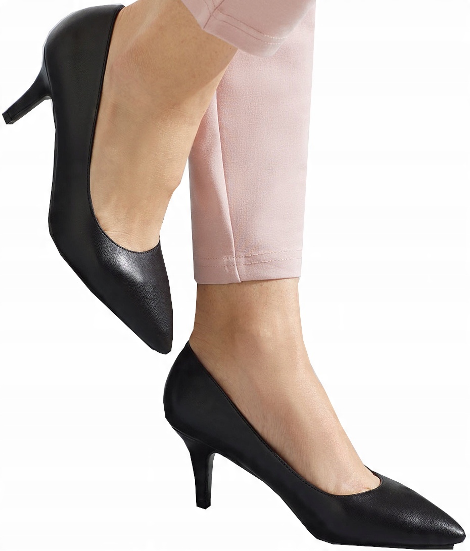 

Buty na obcasie niskie szpilki czółenka czarne 36